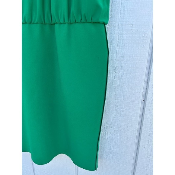 Norma‎ Kamali Green Sleeveless Babydoll Dress, Blouson, Raw Cut Edges, Sz S - Picture 7 of 7